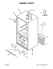 Cabinet Parts Diagram and Parts List for 5GBB1958EW00  Whirlpool Refrigerator