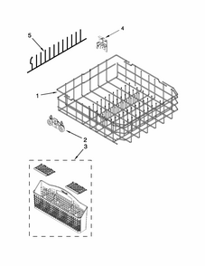 Lower Rack Parts Diagram and Parts List for 66515699K212  Kenmore Dishwasher