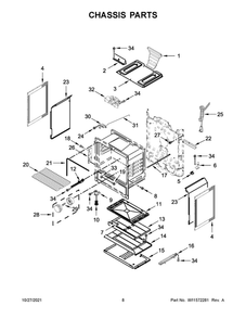 Chassis Parts Diagram and Parts List for WFG525S0JV2  Whirlpool Range