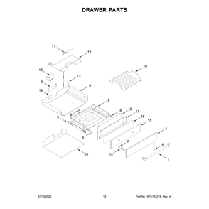 Drawer Parts Diagram and Parts List for YKSDB900ESS6  KitchenAid Range