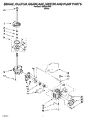 BRAKE, CLUTCH, GEARCASE, MOTOR AND PUMP PARTS Diagram and Parts List for RAB2121PW3  Roper Washer