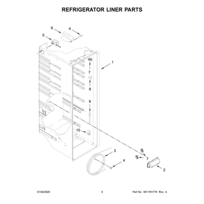 Refrigerator Liner Parts Diagram and Parts List for WRS325SDHB11  Whirlpool Refrigerator