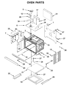 Oven Parts Diagram and Parts List for WOC75EC7HS04  Whirlpool Microwave