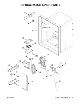 Refrigerator Liner Parts Diagram and Parts List for IX7DDEXGZ003  Whirlpool Refrigerator