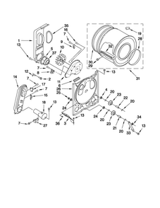 Bulkhead Parts Diagram and Parts List for 1107062111  Kenmore Dryer