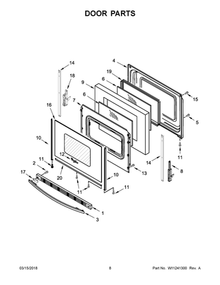 Door Parts Diagram and Parts List for WFE510S0HB0  Whirlpool Range