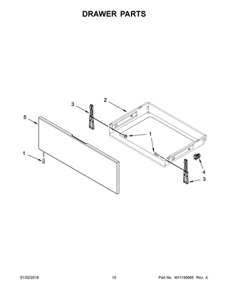 Drawer Parts Diagram and Parts List for WEG515S0FV0  Whirlpool Range