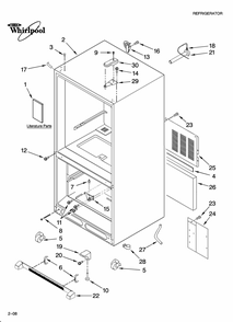 Cabinet Parts Diagram and Parts List for GB2SHDXPQ12  Whirlpool Refrigerator
