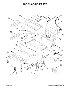 48 Inch Chassis Parts Diagram and Parts List for KFGC558JPA02  Whirlpool Range