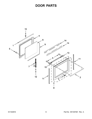 Door Parts Diagram and Parts List for YWEEA25H0HN1  Whirlpool Range