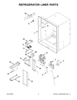 Refrigerator Liner Parts Diagram and Parts List for WRF555SDFZ09  Whirlpool Refrigerator