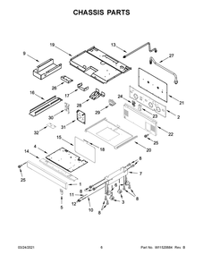 Chassis Parts Diagram and Parts List for JGRP636HL01  Whirlpool Range