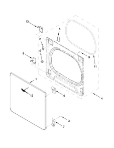 Door Parts Diagram and Parts List for WED8000DW2  Whirlpool Dryer