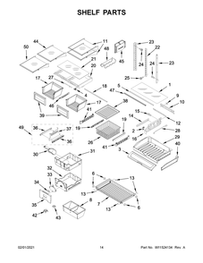 Shelf Parts Diagram and Parts List for JFC2290REM03  Whirlpool Refrigerator
