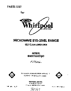 Front Cover Diagram and Parts List for RM978BXSN0  Whirlpool Range