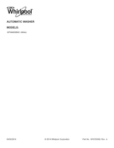 Cover Sheet Diagram and Parts List for WTW4850BW1  Whirlpool Washer