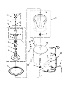 Basket And Tub Parts Diagram and Parts List for 1105072011  Kenmore Washer
