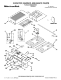 COOKTOP, BURNER AND GRATE PARTS Diagram and Parts List for KDRS462VSS03  KitchenAid Range