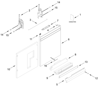 Door And Panel Parts Diagram and Parts List for KDPS624SBE0  Whirlpool Dishwasher