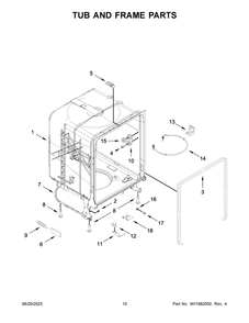 Tub And Frame Parts Diagram and Parts List for WDP370PAHB2  Whirlpool Dishwasher