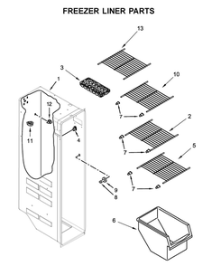 Freezer Liner Parts Diagram and Parts List for 10641179713  Kenmore Refrigerator