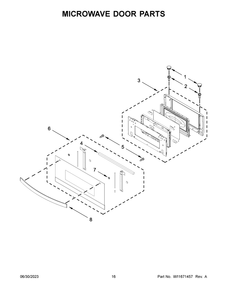 Microwave Door Parts Diagram and Parts List for WOEC7027PZ00  Whirlpool Microwave Oven Combo