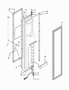 Freezer Door Parts Diagram and Parts List for KBSD618ESS00  KitchenAid Refrigerator