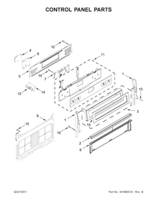 Control Panel Parts Diagram and Parts List for KFGS530ESS2  KitchenAid Range