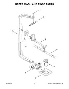 06 - Upper Wash And Rinse Parts Diagram and Parts List for MDFS3924RW0  Whirlpool Dishwasher
