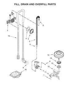 Fill, Drain And Overfill Parts Diagram and Parts List for WDT750SAHZ0  Whirlpool Dishwasher