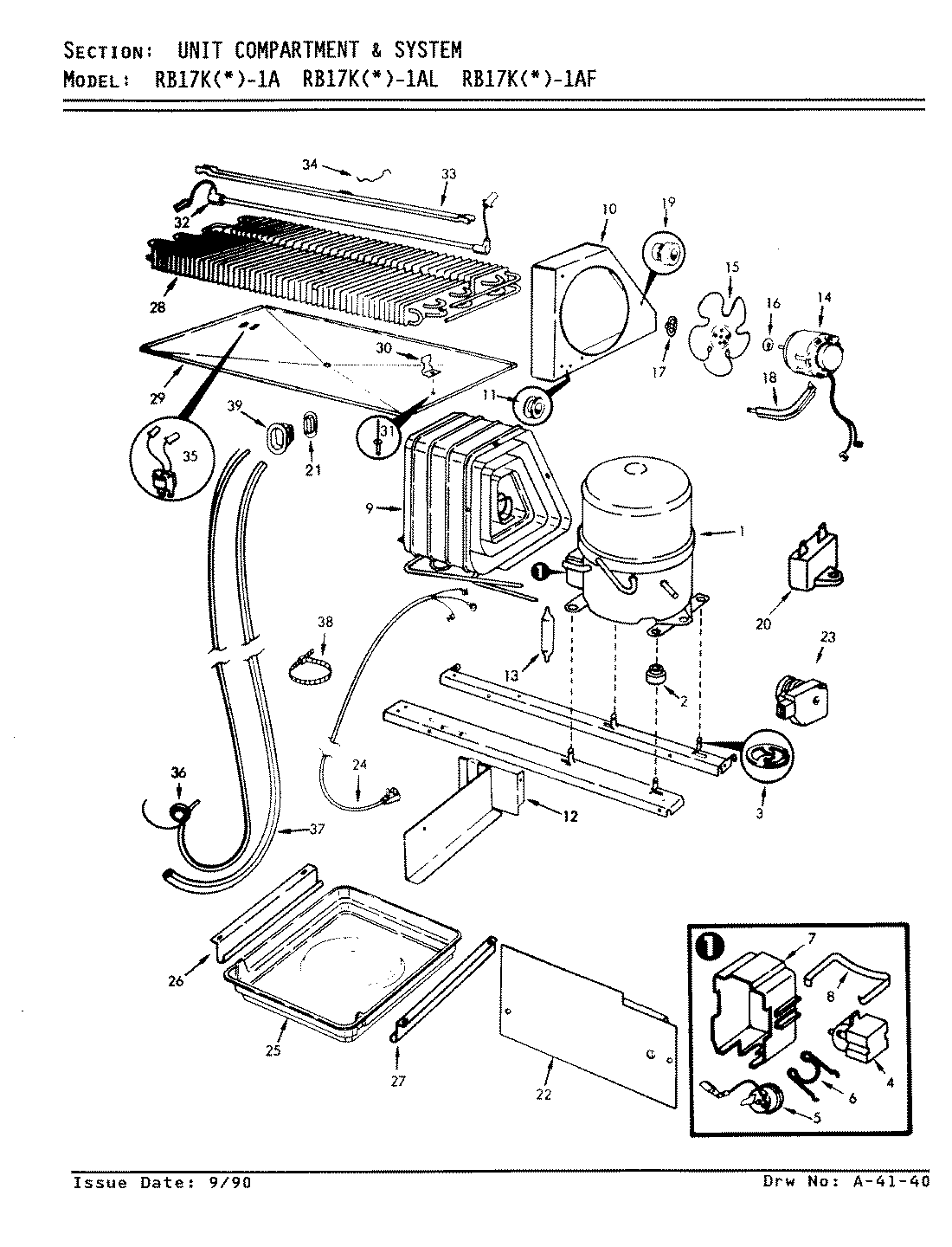 04 - UNIT COMPARTMENT & SYSTEM Diagram and Parts List for RB17KA-1AL  Whirlpool Refrigerator