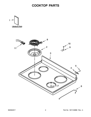 02 - COOKTOP PARTS Diagram and Parts List for WFC310S0ES1  Whirlpool Range
