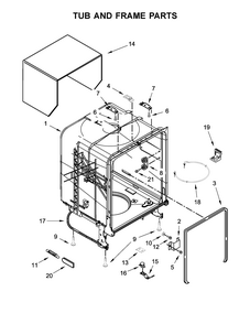 Tub And Frame Parts Diagram and Parts List for 66517389N710  Kenmore Dishwasher