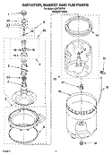AGITATOR, BASKET AND TUB PARTS Diagram and Parts List for LSR7333PQ1  Whirlpool Washer