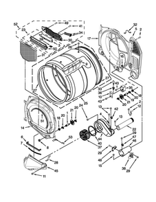 Bulkhead Parts Diagram and Parts List for WGD9051YW3  Whirlpool Dryer