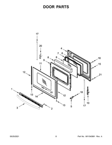 Door Parts Diagram and Parts List for WFC315S0JS1  Whirlpool Range