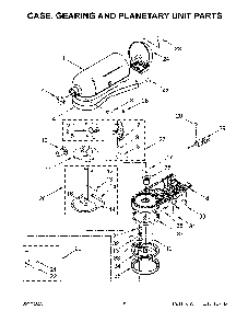 Case, Gearing And Planetary Unit Parts Diagram and Parts List for 5KSM195PSBHI0  KitchenAid Mixer