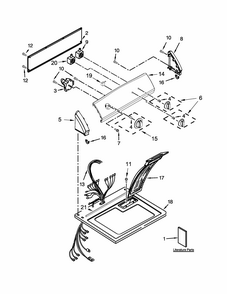Top And Console Parts Diagram and Parts List for 11072102311  Kenmore Dryer