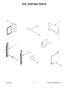Top Venting Parts Diagram and Parts List for WOEC7030PZ00  Whirlpool Microwave Oven Combo