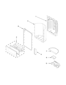 Dispenser Front Parts Diagram and Parts List for WRF989SDAE03  Whirlpool Refrigerator