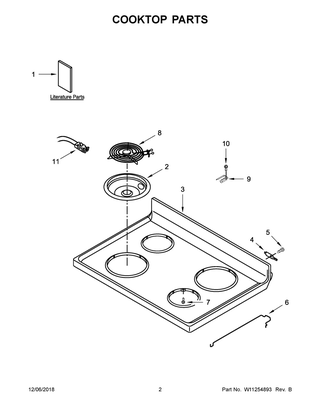 Cooktop Parts Diagram and Parts List for WFC310S0ES2  Whirlpool Range