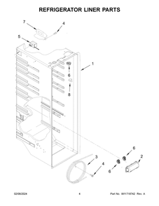 Refrigerator Liner Parts Diagram and Parts List for WRS321SDHB10  Whirlpool Refrigerator