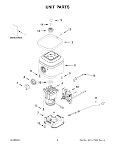 Unit Parts Diagram and Parts List for 5KSB4026AHY0  Whirlpool Blender