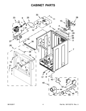 03 - CABINET PARTS Diagram and Parts List for WED8000DW4  Whirlpool Dryer
