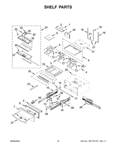 08 - Shelf Parts Diagram and Parts List for WRMF7736PZ01  Whirlpool Refrigerator