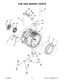 Tub And Basket Parts Diagram and Parts List for WFW5620HW1  Whirlpool Washer
