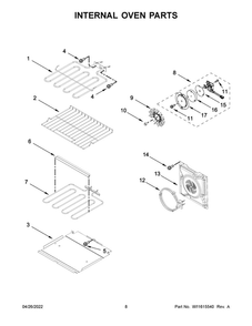 Internal Oven Parts Diagram and Parts List for WOC75EC0HS20  Whirlpool Microwave Oven Combo