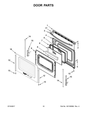06 - Door Parts Diagram and Parts List for WFG525S0HZ0  Whirlpool Range