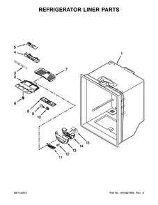 Refrigerator Liner Parts Diagram and Parts List for 5GBB2258EA00  Whirlpool Refrigerator