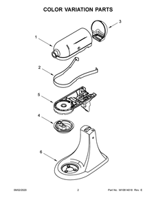Color Variation Parts Diagram and Parts List for KSM153PSQIC0  Whirlpool Mixer